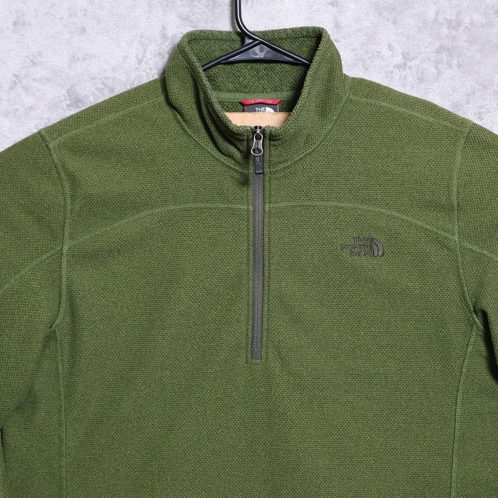 The North Face Sweater Mens Large‎ Green 1/4 Zip Pullover Mock Neck Fleece